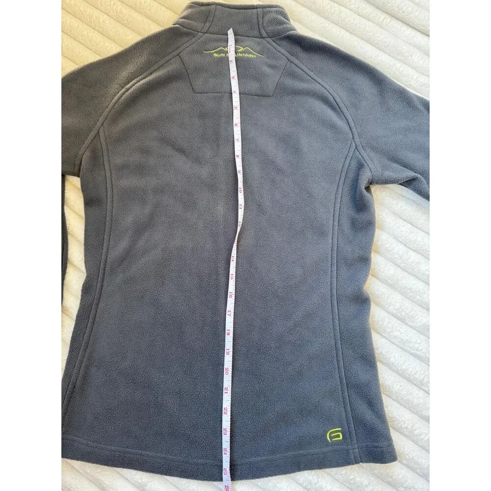 Sun Mountain Thermal Wear Gray & Neon Yellow Full-Zip Fleece Jacket Women's